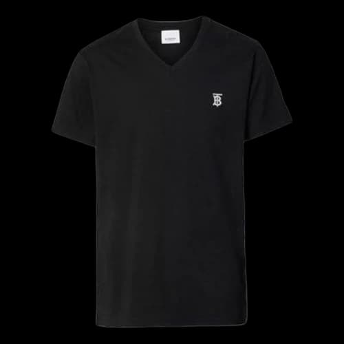 Burberry Logo Printing V neck Short Sleeve Black