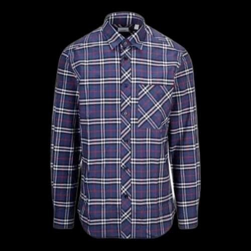 Burberry Cotton Plaid Shirt Navy Blue