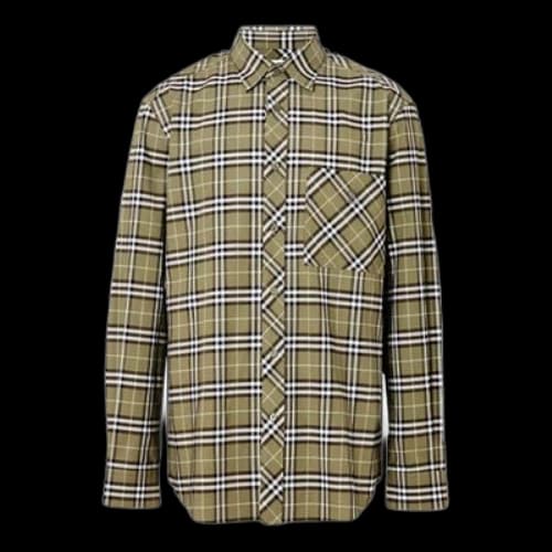 Burberry Check Long Sleeve Shirt Male Green