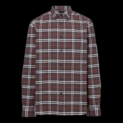 Burberry Plaid Casual Long Sleeves Shirt Colorblock