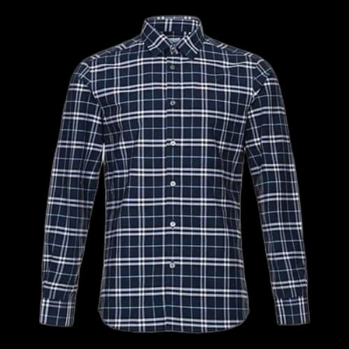Burberry Plaid Long Sleeves Casual Shirt Navy Blue