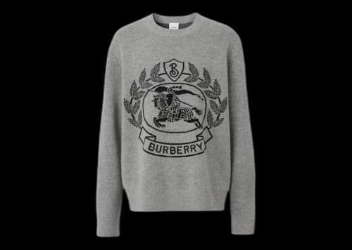 Burberry EKD Wool Jacquard Oversized Sweater Dark Thunder Grey