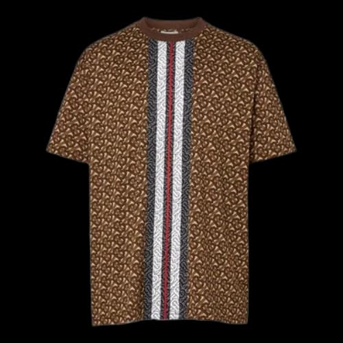 Burberry Logo Stripe Printing Short Sleeve Brown