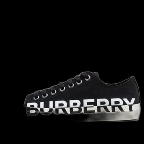Burberry Logo Print Two Toned Sneakers 'Black Cotton White Sole'