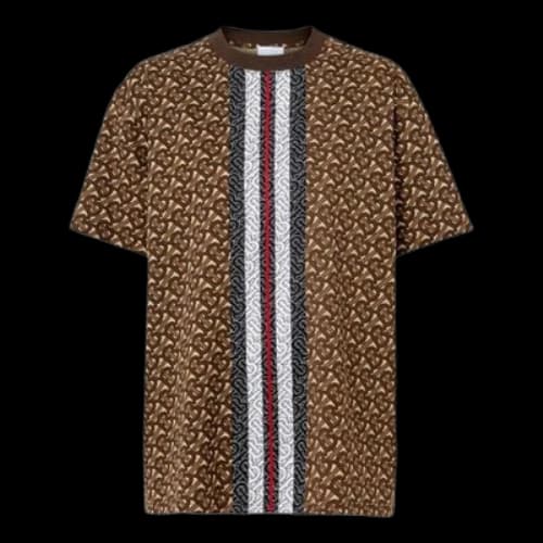 Burberry Stripe Printing Loose Cotton Short Sleeve Brown