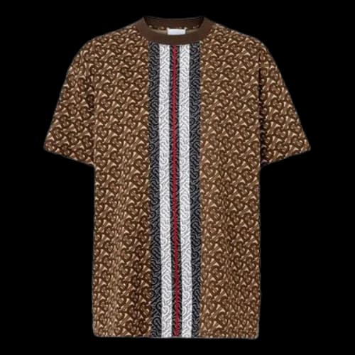 Burberry Exclusive Logo Striped Printed Loose Cotton Brown