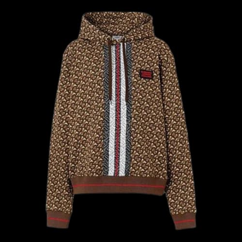 Burberry Logo Stripes Prints Cotton Hoodie Brown (Women's)