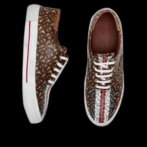 Burberry Logo Monogram Stripe Print E Canvas Shoes 'Brown' (Women's)