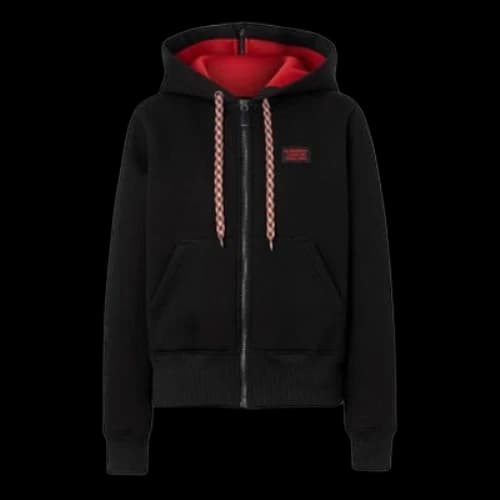 Burberry Minimalistic Logo Casual hooded Zipper Hoodie Black (Women's)