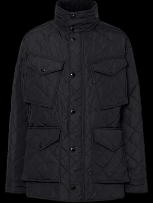 Burberry Packaway Hood Quilted Thermoregulated Field Jacket Black