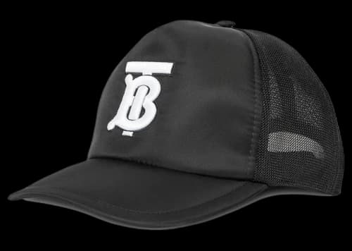 Burberry Monogram Embroidered Trucker Cap Black/White