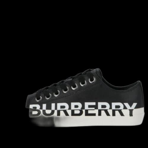 Burberry Logo Print Two Toned Sneakers 'Black Cotton White Sole' (Women's)