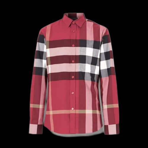 Burberry Check Stretch Cotton Poplin Shirt Parade Red