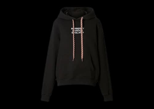 Burberry Women's Embroidered Logo Oversized Hoodie Black