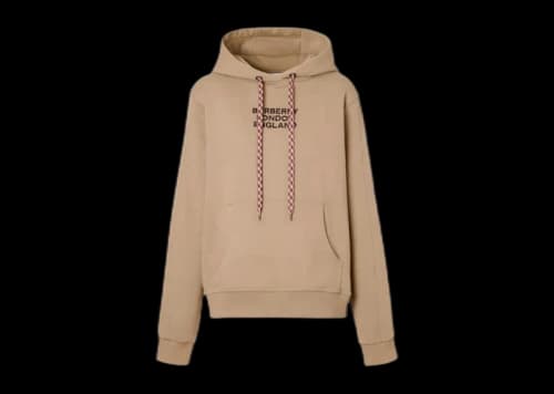 Burberry Women's Embroidered Logo Oversized Hoodie Beige