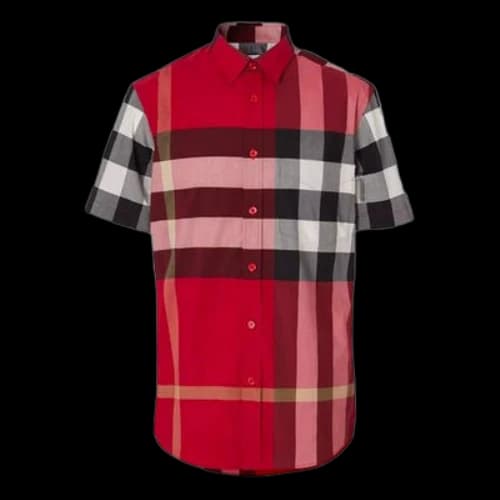 Burberry SS21 Plaid Button Short Sleeve Shirt Red