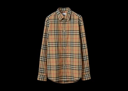 Burberry Vintage Check Cotton Poplin Shirt Beige