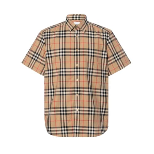 Burberry S/S Check Cotton Shirt Beige