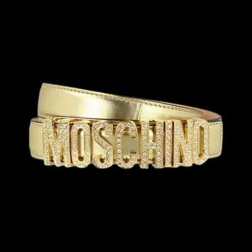 Moschino Crystal Embellished Logo Lettering Belt 'Platinum'