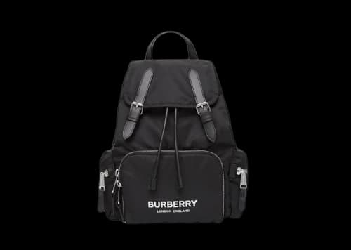 Burberry Logo Print Econyl Nylon Backpack Black