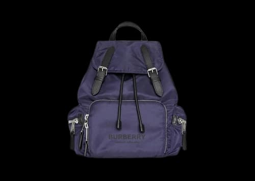Burberry Logo Print Nylon Double Buckle Backpack Navy