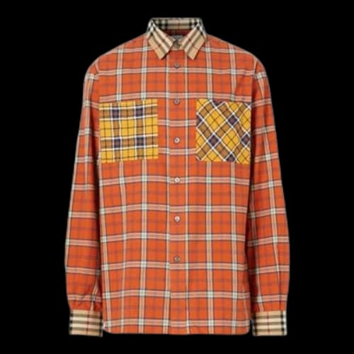 Burberry Check Flannel Shirt Male Orange