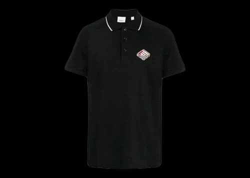 Burberry Embroidered Graphic Logo Polo Shirt Black