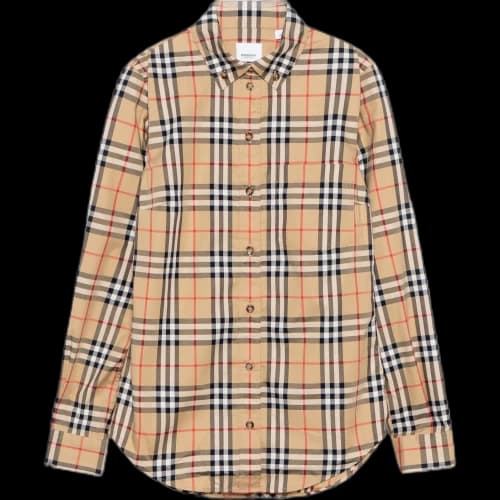 Burberry Vintage Plaid Stretch Cotton Shirt Cream (Women's)