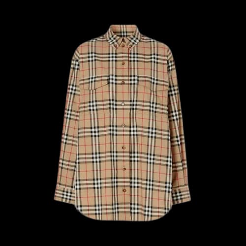 Burberry Vintage Check Print Button Down Shirt 'Archive Beige'