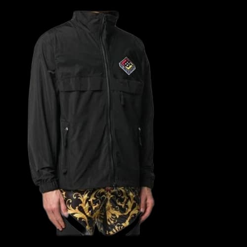Burberry Pattern Silk Jacket Coat Male Black