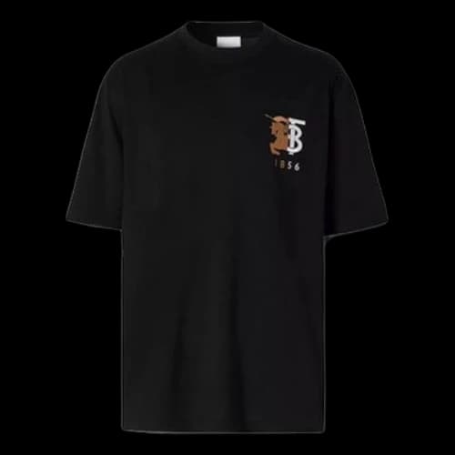Burberry Logo Pattern Cotton Short Sleeve Black