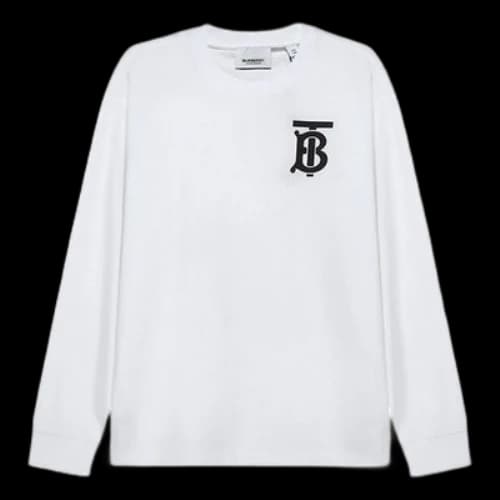 Burberry FW20 Logo Cotton Crewneck Long Sleeve White
