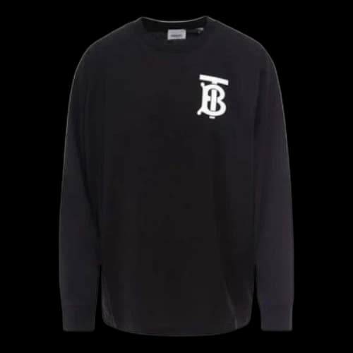 Burberry Alphabet Logo Printing Pattern Round Neck Long Sleeves Black