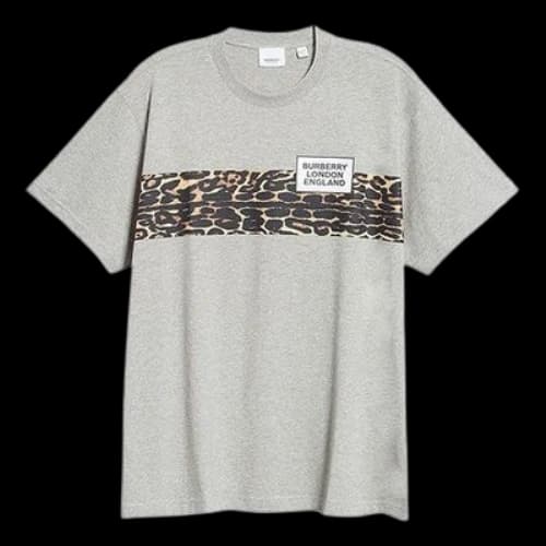 Burberry Leopard print Pattern Printing Short Sleeve Gray