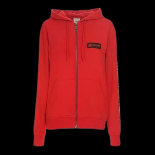 Burberry Vintage Check Panel Cotton Oversized Hooded Top Check Top Female Red