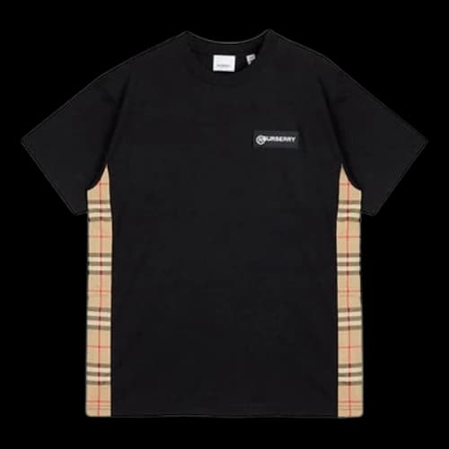 Burberry Vintage Check Panel Cotton Oversized Short Sleeve Black