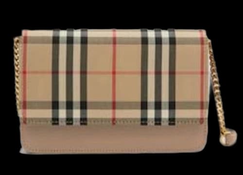 Burberry Vintage Check Canvas and Leather Bag Honey