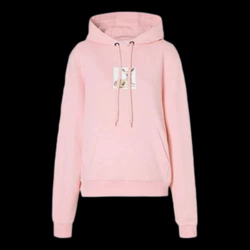 Burberry Deer Print Cotton Hoodie Deer Prints Cotton hooded sweatshirt Pink Red (Women's)