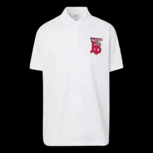 Burberry Pattern Printing Short Sleeve Polo Shirt White