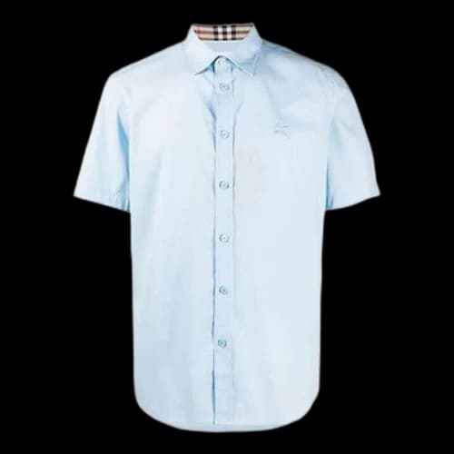 Burberry SS21 Solid Color Cotton Short Sleeve Polo Shirt Blue