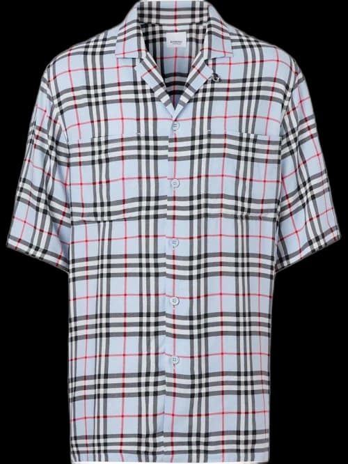 Burberry Vintage Check Short Sleeve Shirt Pale Blue