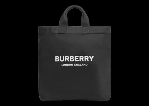 Burberry Logo Print Nylon Tote Bag Black