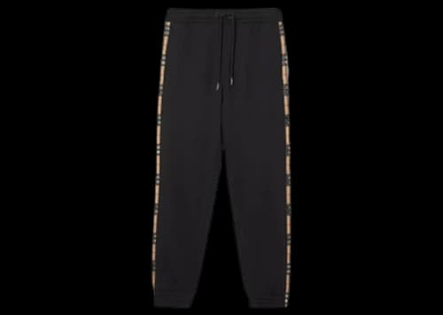 Burberry Vintage Check Panel Cotton Sweatpants Black