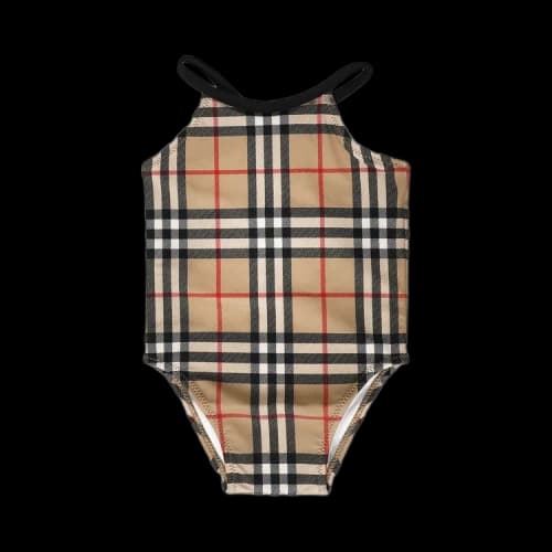Burberry Kids Check One Piece Swimsuit 'Archive Beige'