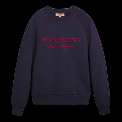 Burberry Round Neck Pullover Embroidered Classic Navy Blue