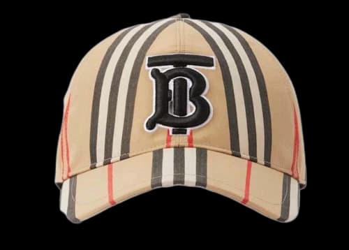 Burberry Vintage Check Cotton Monogram Motif Baseball Cap Beige