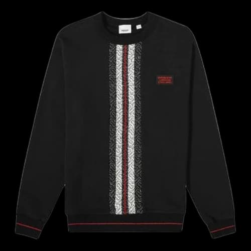 Burberry MENS SS20 Striped Logo Printed Crewneck Black