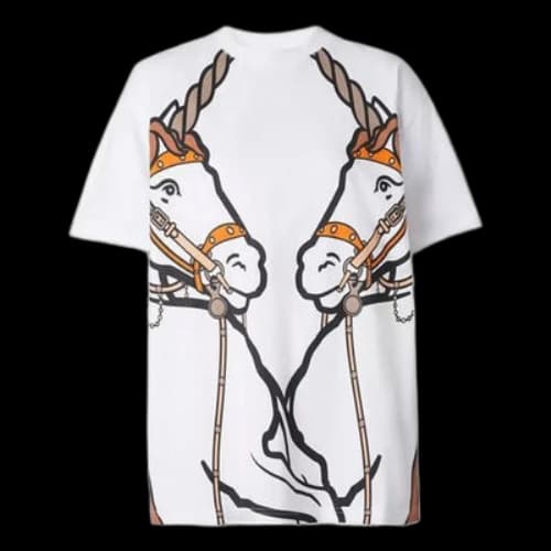 Burberry Unicorn Print Cotton Oversized Unicorn Female White