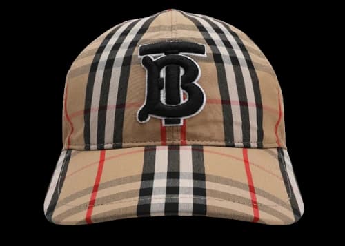 Burberry Vintage Check Cotton Baseball Cap Monogram Motif Beige
