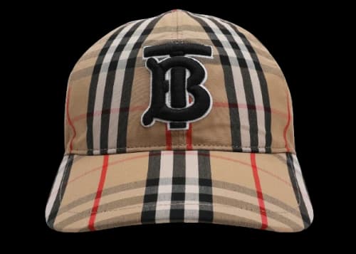 Burberry Vintage Check Cotton Baseball Cap Monogram Motif Beige